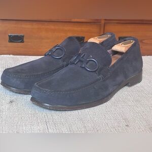 Salvatore Ferragamo Rolo Gancini Black Suede Men’s Dress Liafers Size 11E
